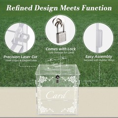 Clear Acrylic Wedding Card Box Slot Lock Large Gift Reception Anniversary