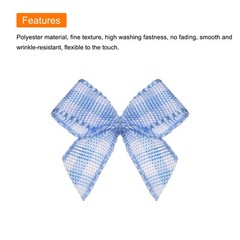 50Pcs Mini Gingham Ribbon Bow 1″ Checkered Ribbon Bows Blue and White