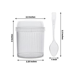 24 CLEAR Ribbed Plastic Fruit Dessert Cups 5 oz with Lids and Spoons Wedding