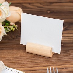 10 Natural 2″ Cylindrical Wood Table Number Sign Holders PLACE CARD STANDS Party