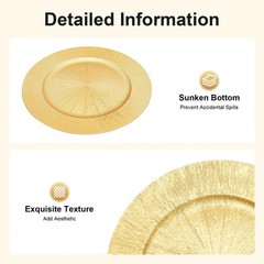 50Pcs Gold Charger Plates Set 13in Round Plates for Wedding Party Decor