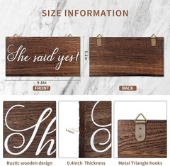 Blulu 2 Pieces He Asked She Said Yes Sign Wedding Engagement Brown, White