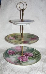 Custom Three Tier Tea Party Cake Stand Made With Vintage Hand Painted Plates