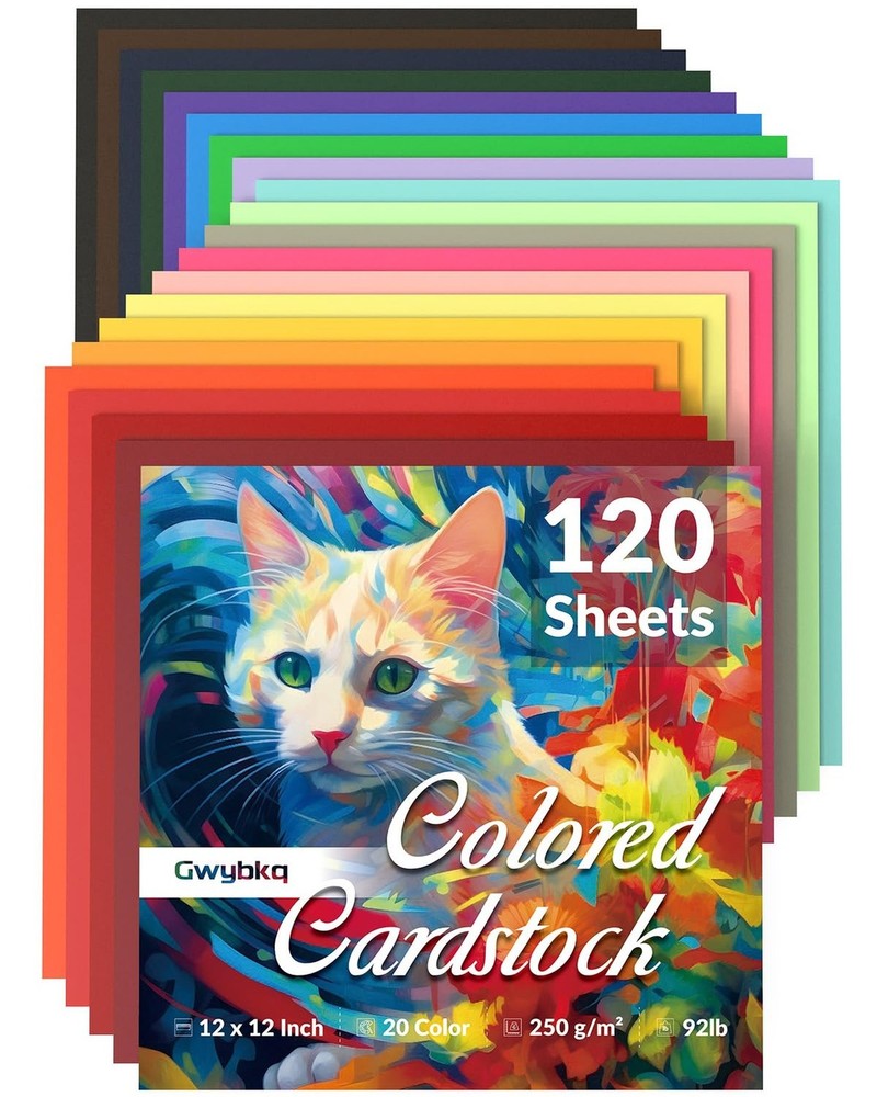 120 Sheets Colored Cardstock 12″ x 12″, Cardstock Paper 250gsm/92lb for Print…