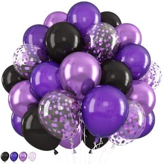 Purple and Black Balloons, 12 Inch Metallic Party Balloons Purple Black