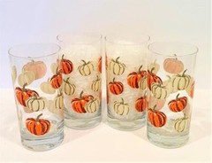 Royal Norfolk Libbey Fall Autumn Pumpkin 16oz Glasses – Set of 4