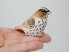 Sparrow Cake Top Bride Groom Love Bird Wedding Engage Carve Wood Statue Finch