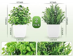 2 Pack Fake Plants Small Artificial Greenery Faux Plants Indoor for Home