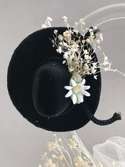 Daisy, Glass Heart and Doves, and Black Cowboy Hat, Ivory Western Cake Topper