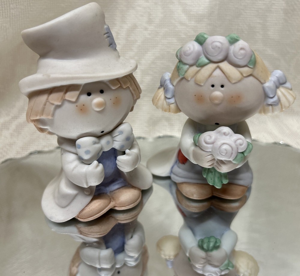 Bumpkins Bisque Porcelain Bride & Groom Figurines Fabrizio George Cake Toppers