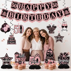 50th Birthday Decorations – 12 PCS Rose Gold Happy 50th Birthday Banner 50th …