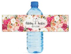 100 Rose Floral background Wedding Water Bottle Labels Engagement Bridal Party