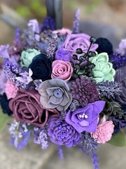 Purple Bridal Bouquet Sage Green Plum Lavender Sola Wood Flower Navy Bridesmaid
