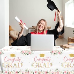 3Pack Graduation Tablecloth,Graduation 86.61 inches x 51.18 inches, Pink