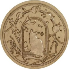 Cat in Arched Window, Moon Phases Overhead 1.2″ Wax Seal Stamp Head (imperfect)