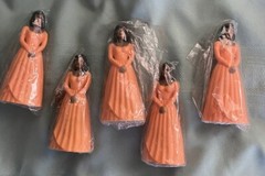 VINTAGE 5 BRN BRIDESMAIDS IN ORANGE GOWNS OLD STOCK CAKE TOPPERS’ NEW-FREE SHIP