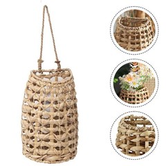 Wall Mounted Woven Straw Basket for Flowers Handheld Hanging Vase Decor