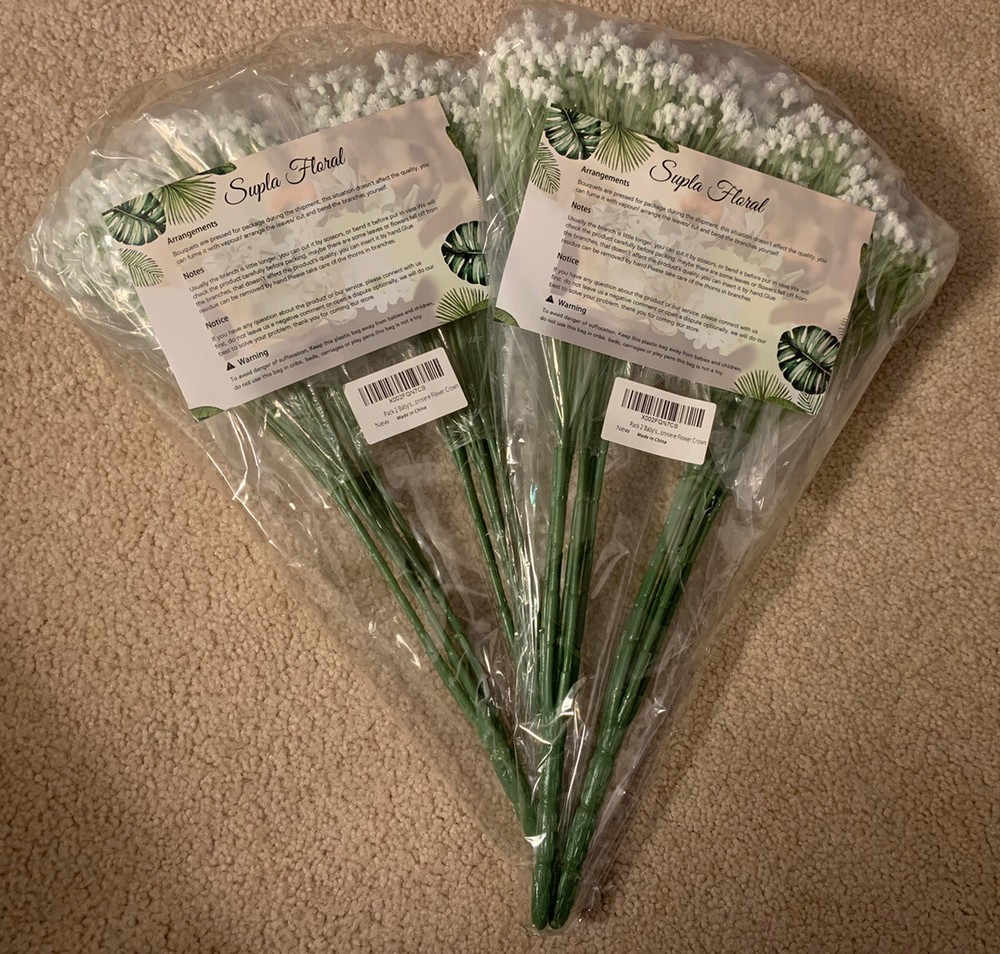 2 Packages Of Sulpa 2 Pack Artificial White Baby’s Breath Gypsophila NEW