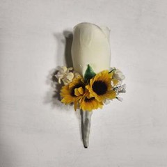 Ivory Rose Sunflower Bridal Wedding Bouquet Accessories