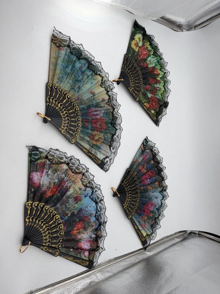4 Pieces Folding Hand Fans Church Wedding Gift, Party Favors, DIY Decoration Gif