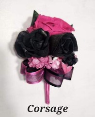 Fuchsia Pink Black Rose Calla Lily Bridal Wedding Bouquet Accessories