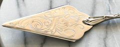 Vintage Silver Tone Cake Pie Server Butterfly Floral Scroll Handle Dessert Slice