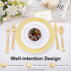 50Pcs Gold Charger Plates Set 13in Round Plates for Wedding Party Decor