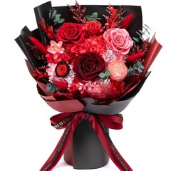 Bessol Flowers for Delivery Preserved Large, Red Flower Bouquet