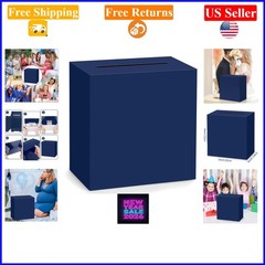 Navy Blue Card Box 9x9x5 Inch for Weddings & Events, Foldable Cardholder