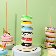 6 Sets Wooden Donut Rack Display Holder Beige Reusable for Table