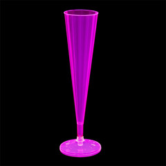 20 Count Hard Plastic Twopiece 5 Oz Champagne Flutes, Neon Pink