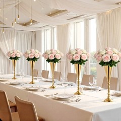 Uimoso Set of 20 Gold Trumpet Vases, 16.9in Tall Wedding Table Centerpieces