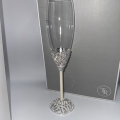 NEW Things Remembered Set Of Champagne Toast Flutes Rhinestones Silver Classic