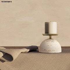 Marble Pillar Candle Holder, Travertine Candle Holder Centerpiece for Cozy Ho…