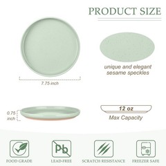 Lianyu Dinner Salad Plates Set Of 4 7.75 Small And Round Stoneware Dessert