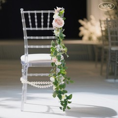 Artificial Wedding Chair Flowers, Set of 12, Durable Decorative Roses