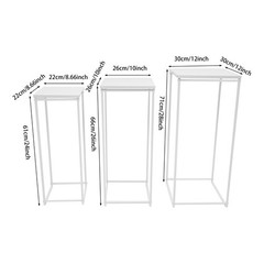 3Pcs Metal Flower Pot Holder Square Flower Vase Stand Wedding Party Decor White