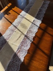 Table Runner, Burlap and Lace Natural Jute, for Country Weddings & Parties
