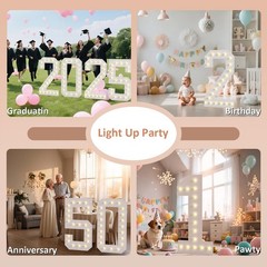 LOBOOM 4FT Light Up Numbers, Marquee Numbers 4 Feet Tall Giant Number 80 Mosa…