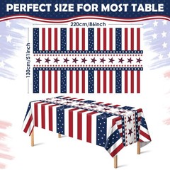 4th of July Decorations – Red White and Blue Tablecloth for Memorial Day – Fourt