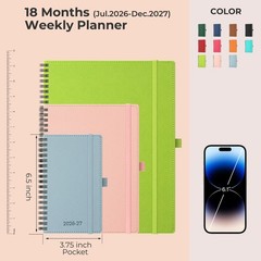 Planner 2026-2027 Daily Weekly and Monthly,6.5″x3.75″,18 Months Spiral Bound …