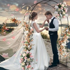Adorox 7.8ft Garden Arch Trellis Black Metal Wedding Climbing Plants