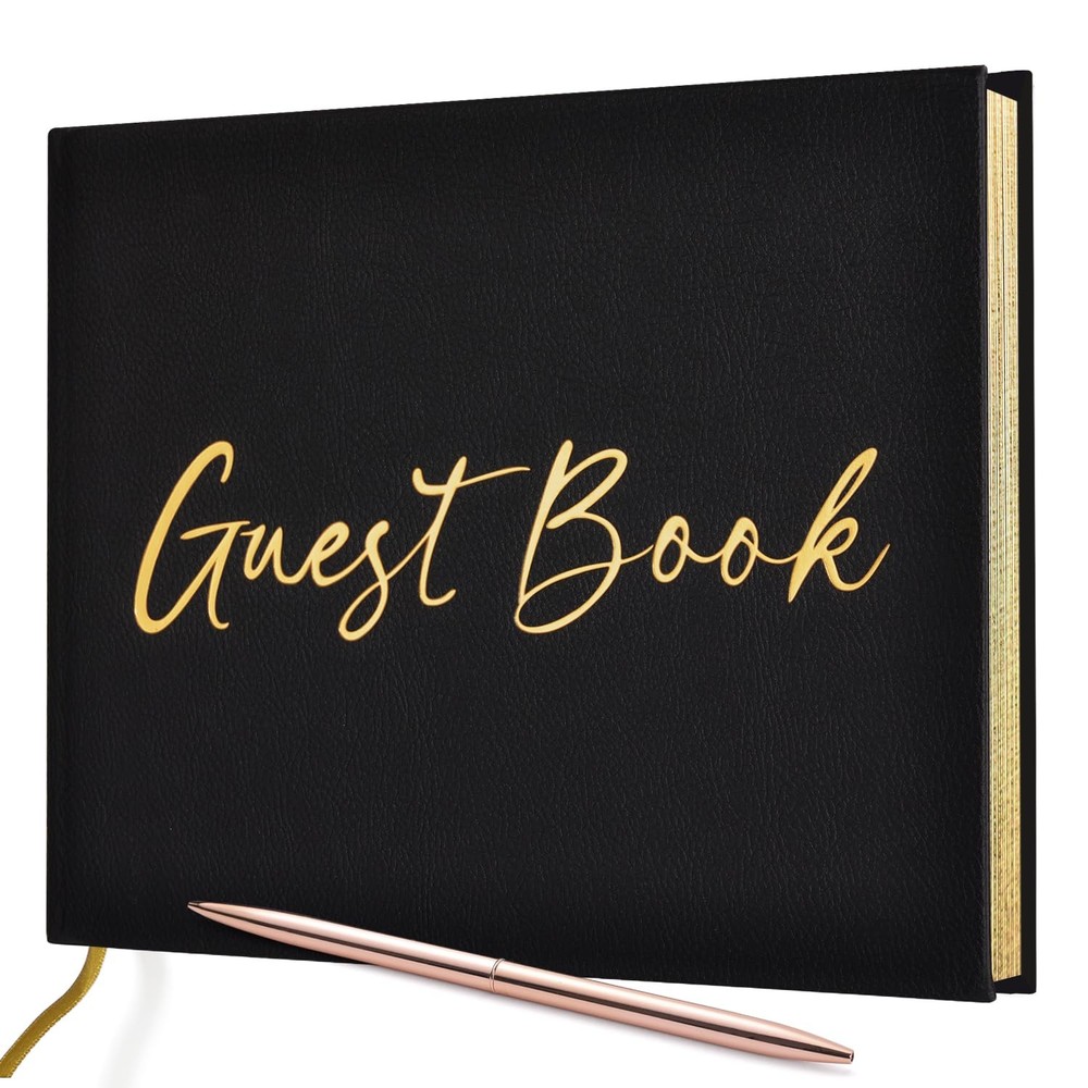 JUBTIC Black Guest Book for Graduation Party Sign in with