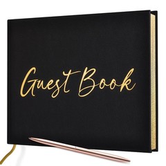 JUBTIC Black Guest Book for Graduation Party Sign in with
