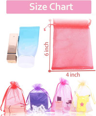 100 Pcs Organza Bags, 4X6Inches, Random 10 Colors, Drawstring Favor Pouches, Per