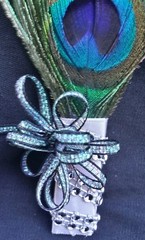 Peacock Feather Wedding BOUTONNIERE for Groom Groomsmen CORSAGE PROM Quinceañera