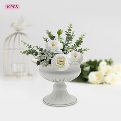 10 Pack Metal Vase Small Table Decor White Gold Wedding Centerpiece Flower Vase