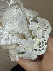 VTG 1950’s? Wedding Topper Lace Plastic 8.5”