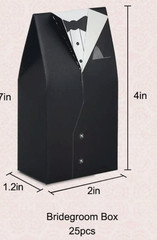 Wedding Favor Boxes Groom Pack of 10, (31 packages available) Black Tuxedo