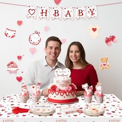 Party Decoration Set – Serves 24 – 112Pcs A Little Valentine’s Day Baby Shower